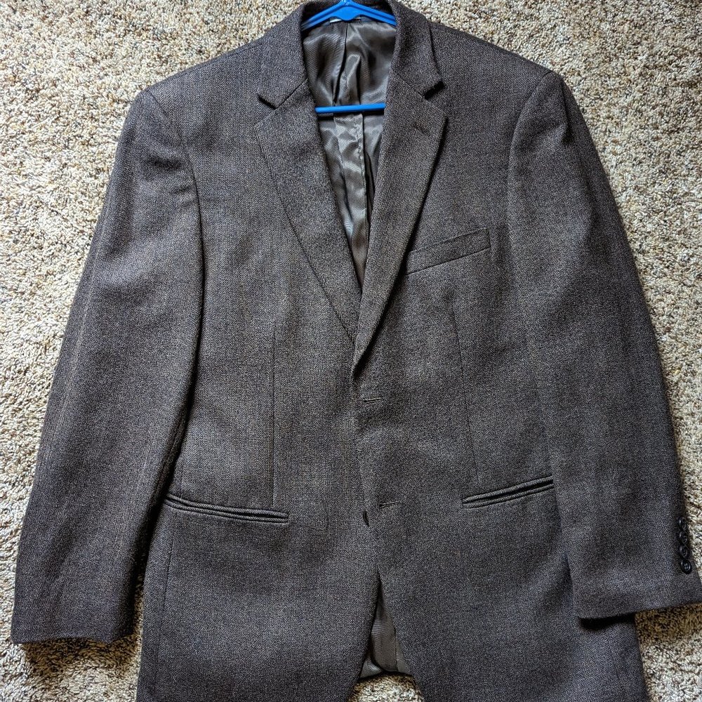Pronto Uomo MW 40R sport coat, brown blue herringbone, fully lined